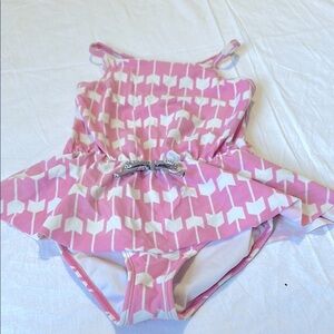 Hanna Andersson Pink and White swimsuit  size 6-7
